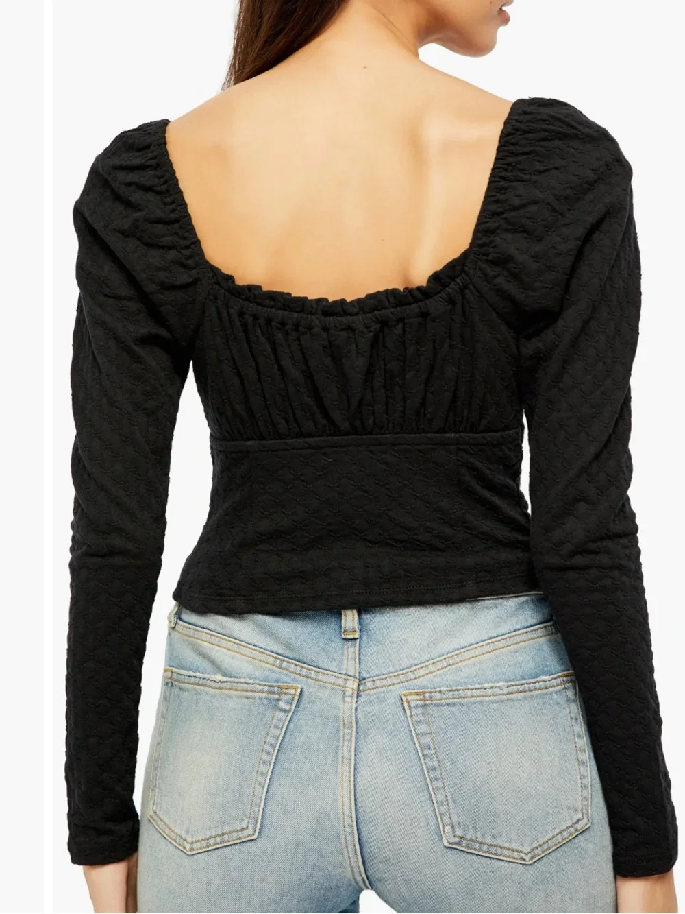 Free people NWT ladybug black top ruffle trim corset like embroidered sz s